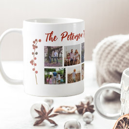 Familienname 10 Foto Collage Frohe Weihnachten Kaffeetasse