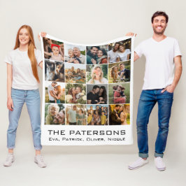 Familienname 16 Foto Collage Moderne Elegante Schw Fleecedecke