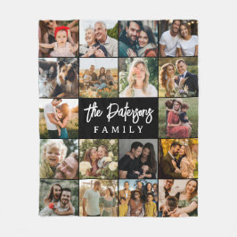 Familienname 18 Foto Collage Moderne Elegante Schw Fleecedecke