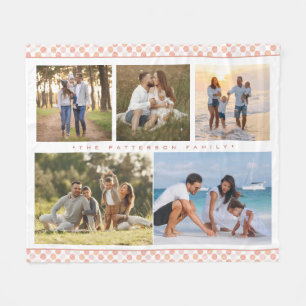 Familienname 5 Foto Collage Pink Girly Modern Fleecedecke