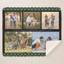 Familienname 5 Fotomaterial Collage Green Kariert Sherpadecke