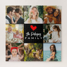 Familienname 8 Foto Collage Moderne Elegante Schwa Puzzle