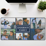 Familienname 8 Foto Collage Navy Blue Schreibtischunterlage<br><div class="desc">Dieses wunderschön gestaltete Familienname 8 Foto Collage Desk Mat ist eine perfekte Mischung aus Funktionalität und Sentimentalität. Die Schreibtischmatte aus langlebigen, hochwertigen Materialien bietet ausreichend Platz für acht sorgfältig ausgewählte Fotos Ihrer Familienmitglieder. Es verfügt über einen atemberaubenden Hintergrund, der die Farbe der Bilder verstärkt und dadurch auffällig macht. Diese Schreibtischmatte...</div>