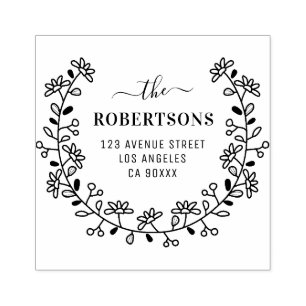 Familienname an der Blumengrenze Gummistempel