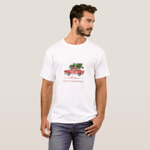 Familienname   Aquareller Red Car Weihnachten T-Shirt
