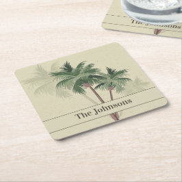 Familienname auf Vintagen Palmbaumen Rechteckiger Pappuntersetzer