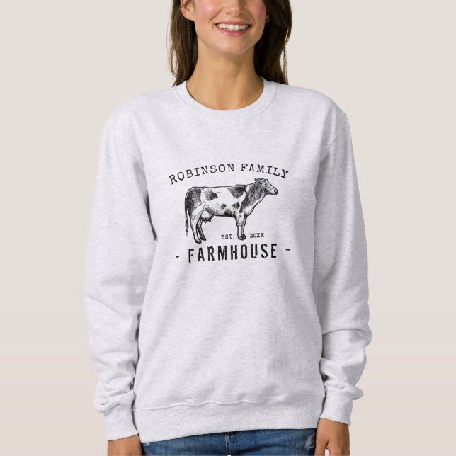 Familienname Bauernhof Rustikale Milchkühe Sweatshirt (Vorderseite)