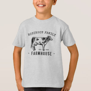 Familienname Bauernhof Rustikale Milchkühe T-Shirt