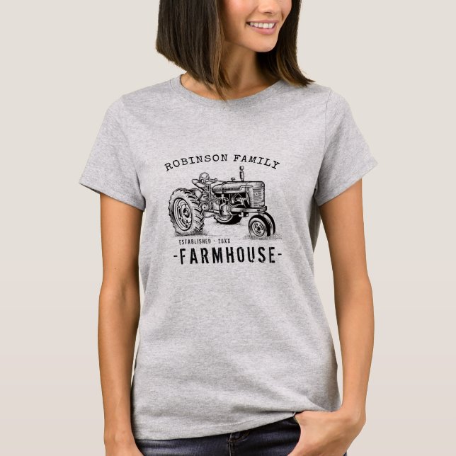 Familienname Bauernhof Rustikaler Vintager Traktor T-Shirt (Vorderseite)