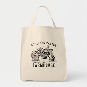 Familienname Bauernhof Rustikaler Vintager Traktor Tragetasche