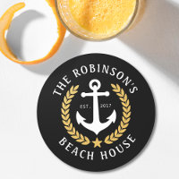 Familienname Beach House Anchor Gold Laurel Black