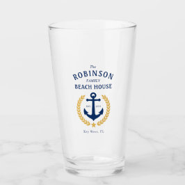 Familienname Beach House Anchor Gold Style Laurel Glas