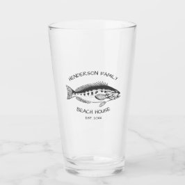 Familienname Beach House Fisch Glas