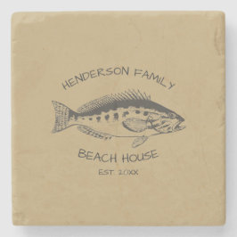 Familienname Beach House Fisch Steinuntersetzer