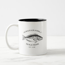 Familienname Beach House Fisch Zweifarbige Tasse