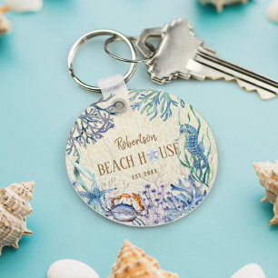Familienname Beach House Korallenriff Schlüsselanhänger