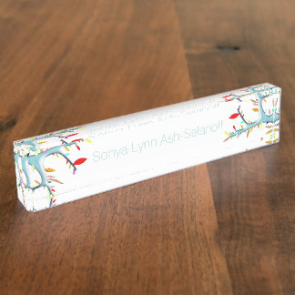 Familienname Blue Tree Art Business Namensplakette