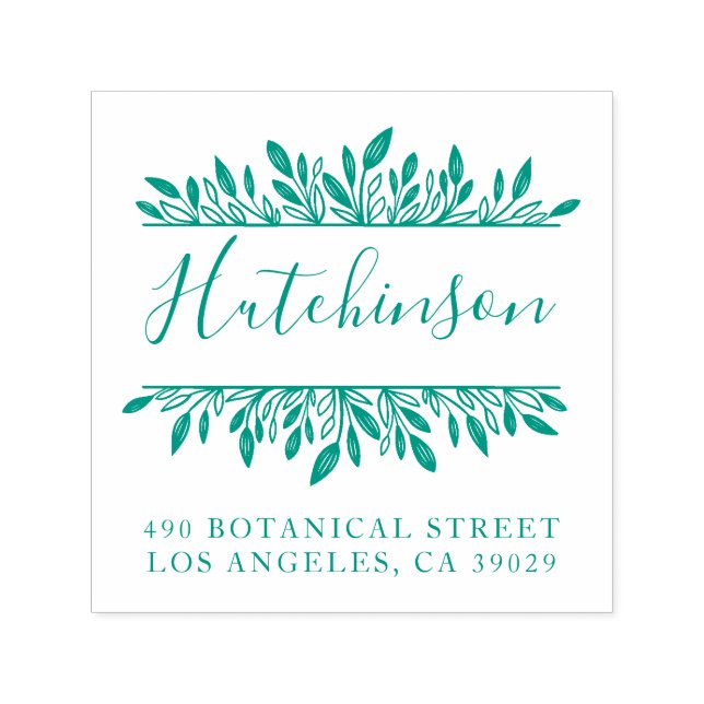 Familienname Botanische handgeschriebene Rücksende Permastempel (Design)