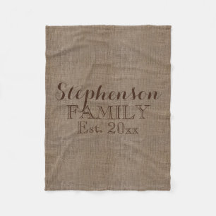 Familienname Burlap Rustic Fleecedecke