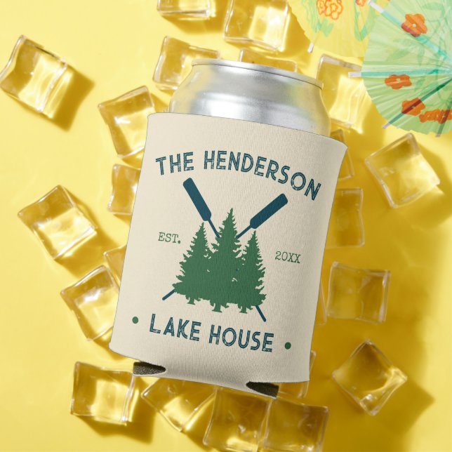 Familienname Cabin Lake House Oars Pine Trees Dosenkühler (In Situ Sommer)