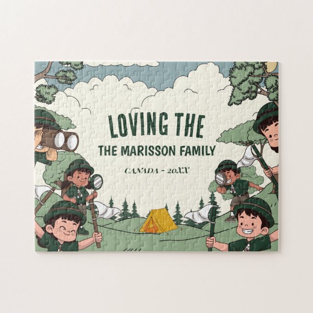 Familienname Camping Puzzle (Horizontal)