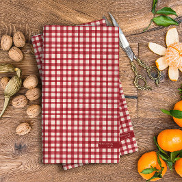 Familienname Classic Red Gingham Weihnachtsfeierta Serviette