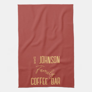 Familienname Coffee Retro Geschirrtuch