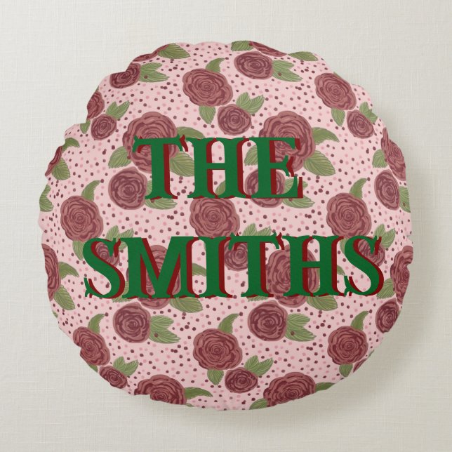 Familienname Cushion Floral Wohngestaltung Rundes Kissen (Vorderseite)