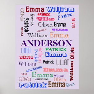 Familienname Dazzzzing Word Cloud Poster