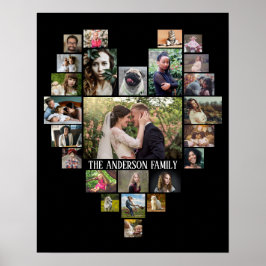 Familienname der Fotocollage im Herzen 25 Bilder s Poster