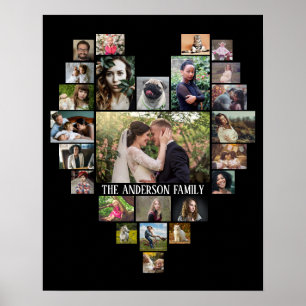 Familienname der Fotocollage im Herzen 25 Bilder s Poster