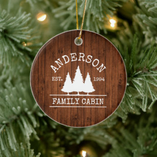 Familienname der Kabine Rustikaler Wald Keramik Ornament