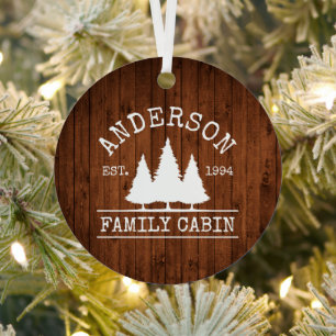 Familienname der Kabine Rustikaler Wald Ornament Aus Metall