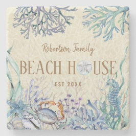 Familienname des Coastal Beach House Steinuntersetzer
