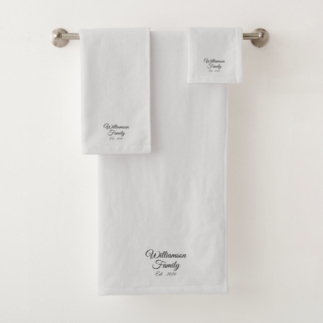 Familienname des Coupels anpassen, Jahr hellgrau Badhandtuch Set (Insitu)