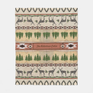 Familienname des Hirschantlers Rustic Wood Forest  Fleecedecke