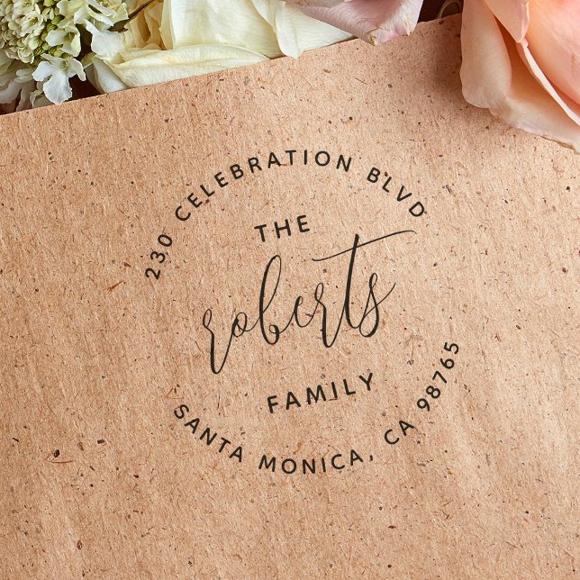 Familienname des Minimalistischen Round-Logos Gummistempel (Rubber Stamp Mock-up)