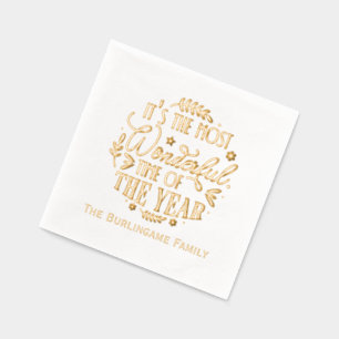 Familienname "Die wunderbarste Zeit des Jahres" Servietten Mit Folie