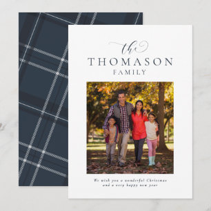 Familienname elegante marineblaue Weihnachtszeit e Feiertagskarte