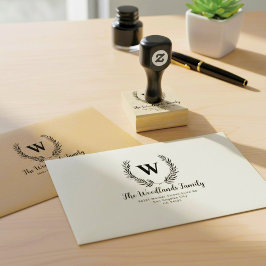 Familienname erstellen, rustikales Monogramm-Rücks Gummistempel