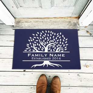 Familienname Etablierter Lebensbaum Elegantes Navy Fußmatte