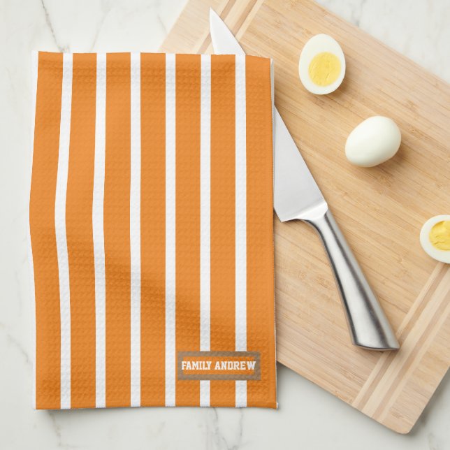 Familienname farbenfrohe, stylische Streifen orang Geschirrtuch (Viertel Falte)
