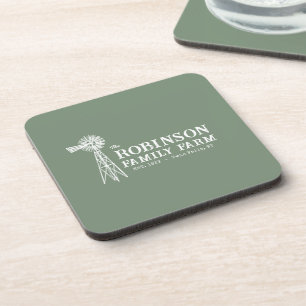 Familienname Farm Rustic Windmill Sage Green Getränkeuntersetzer