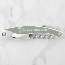 Familienname Farm Rustic Windmill Sage Green Kellnermesser