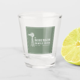 Familienname Farm Rustic Windmill Sage Green Schnapsglas