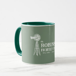 Familienname Farm Rustic Windmill Sage Green Tasse