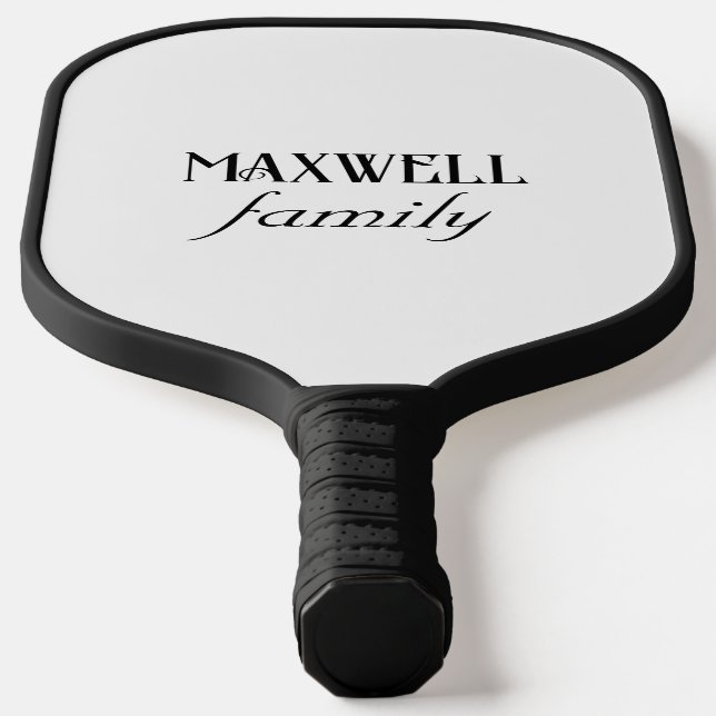 Familienname Fett Elegante Schwarze Typografie Min Pickleball Schläger (Ablage )