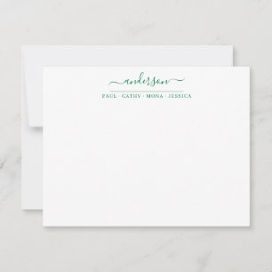 Familienname Forest Green Script Calligraphy Mitteilungskarte