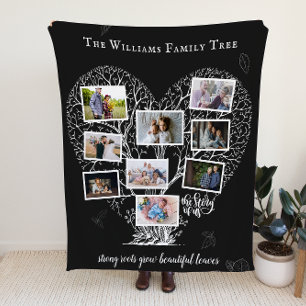 Familienname Foto-Collage   Familienstammbaum Herz Fleecedecke