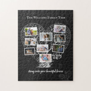 Familienname Foto-Collage   Familienstammbaum Herz Puzzle